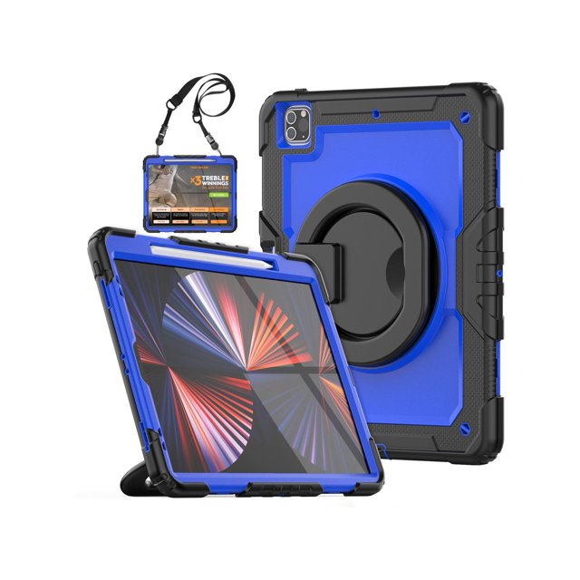 Case For iPad Pro 12.9 inch 2022 2021 2020 2018 6th 5th 4th 3rd Gen with Screen Protector Pen Holder Stand Shoulder Strap Shockproof Protective Cover