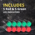 thumbnail image 2 of Shopcorp Luces indicadoras LED industriales de ahorro de energía de 20 mA y 22 mm, 5 bombillas verdes y 5 rojas para equipos industriales y paneles de montaje en quirófanos y cajas de distribución 110, 2 of 5