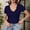 502_Dark Blue, variant on T Shirts for Women Slim Fit Lace V Neck Ribbed Knit Short Sleeve Casual Blouse Tee Summer Tops