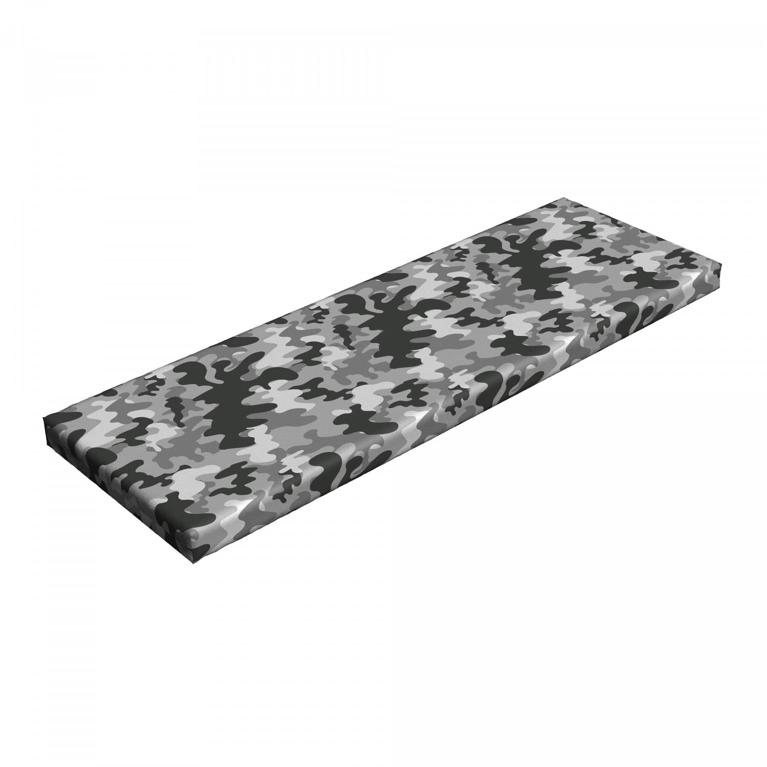Black and Grey Bench Pad, Stain Like Camouflage Pattern in Gloomy Greyscale Tones, HR Foam