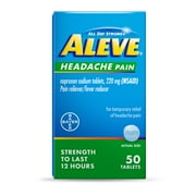 Aleve Headache Pain Reliever Naproxen Sodium Tablets, 50 Count