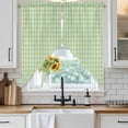 thumbnail image 3 of Swag Valance Curtains for Windows, Sage Green Light Filtering Kitchen Curtains with Rod Pocket, Grid Checkered Plaid Gingham Lattice Trellis Window Treatment Valances for Living Room, 36x36 - 2 PCS, 3 of 9