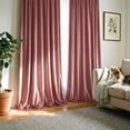 thumbnail image 4 of NICETOWN Pom Pom Velvet Curtains for Bedroom, Room Darkening Thermal Insulated Rod Pocket Velvet Drapes, Cute Curtains for Baby Room, 52"x108", 2 Panels, Dry Rose, 4 of 9