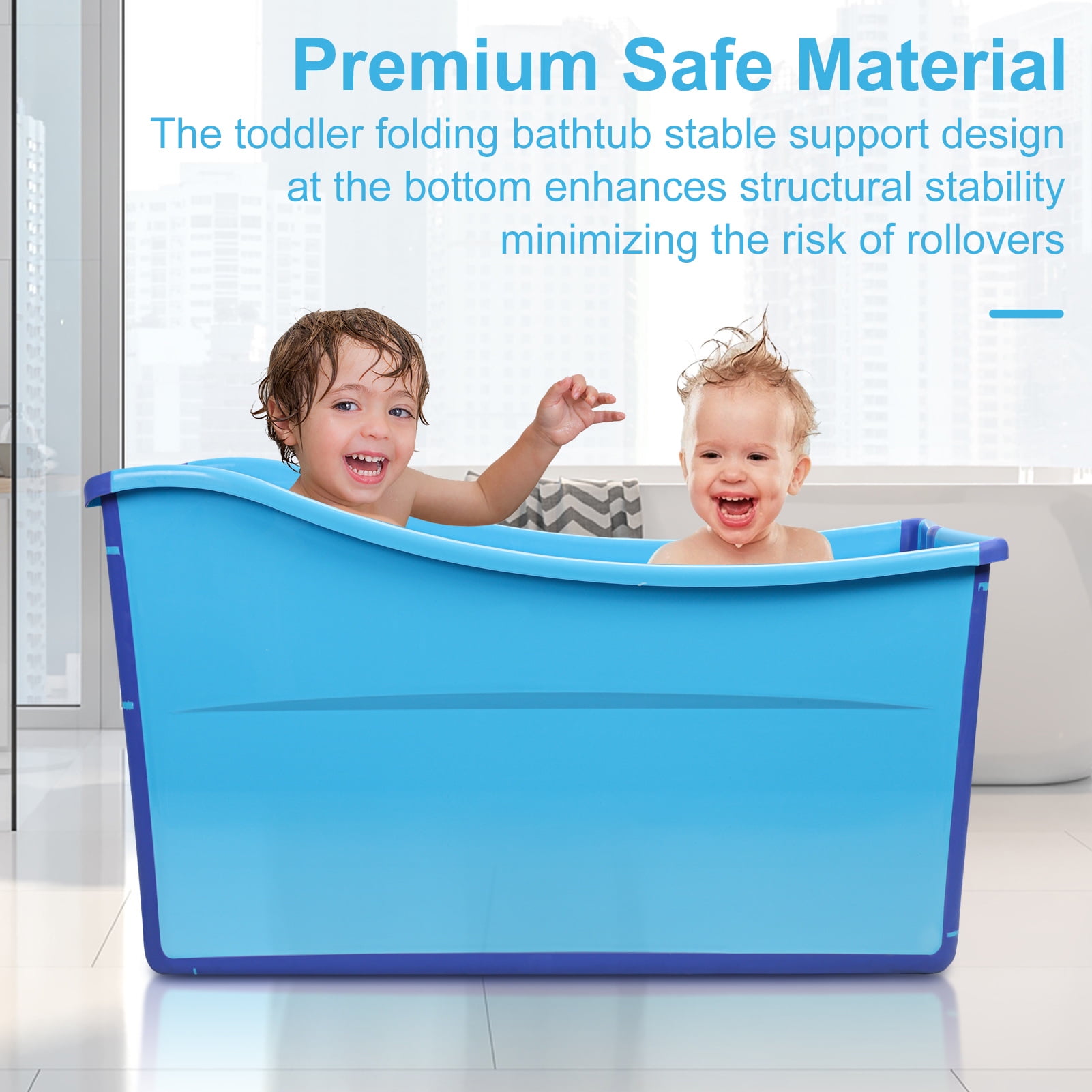 Fogcroll 39" Large Folding Bathtub for Toddler Foldable Bathtub Portable Bath Tub Lightweight,Children Collapsible Tub,Collapsible Baby Bathtub Hot and Cold Soaking Bath Tub -Blue