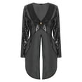 thumbnail image 3 of Zaldita Womens Sequin Circus Ringmaster Blazer Tailcoat Magician One-Button Jacket Black M, 3 of 7
