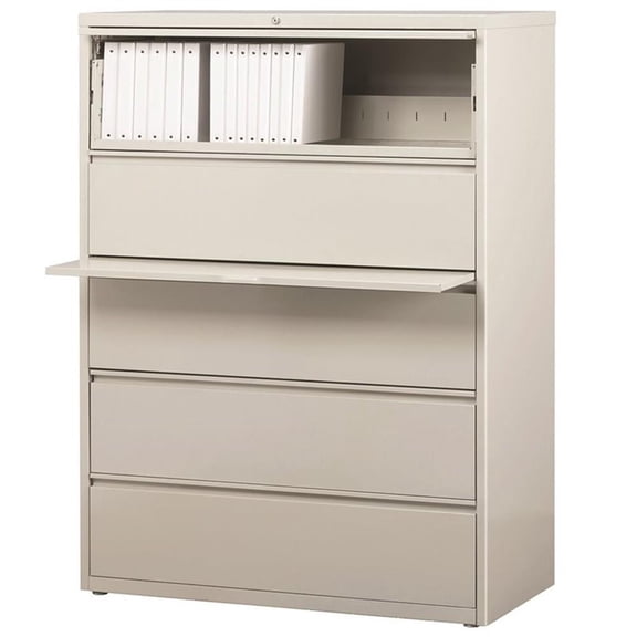 Pemberley Row Steel Light Gray Filing Cabinet 42" Rectangular Roll-Out Binder Storage Assembled