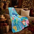 thumbnail image 3 of Whale and Octopus with Sea Turtle Friends, Playful Whimsical Style for Ocean Lovers, Colorful Coral Scene and Birthday Gift, Cozy Flannel Blanket for Playroom and Nursery, Home Decor, 3 of 9