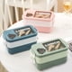 thumbnail image 1 of Fiambrera | Recipiente de comida para microondas | Bento de plástico impermeable con compartimentos, cuchara, caja de condimentos – azul, rosa, verde – 21,5x11,8x11cm, 1 of 8