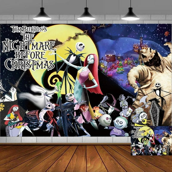 Nightmare Before Christmas Backdrop Banner Party Supplies Poster Movie Theme Background for Photography Birthday Decorations