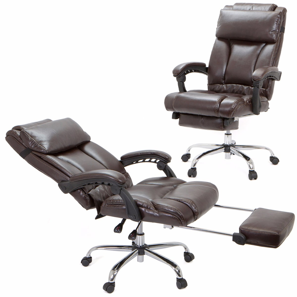 XtremepowerUS Ergonomic High Back PU Leather Office Chair with Footrest