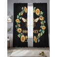 thumbnail image 2 of Black Sunflowers Bees Sheer Curtains 96 Inch Length 2 Panels Set Window Treatments, Farmhouse Honey Floral Rings Rod Pocket Semi Curtains for Living Room/Bedroom/Kitchen Décor, 104"W x 96"L, 2 of 7