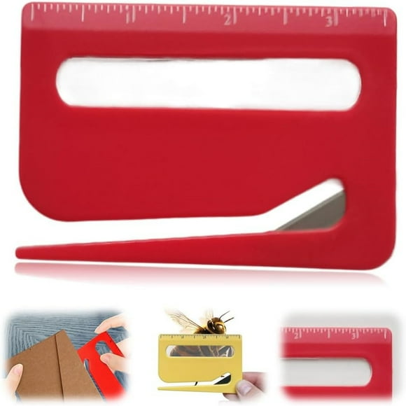 Envelope Opener, Upgrade Letter Opener Envelope Slitter, Mail Opener Tool Package Opener Cutter, Wrapping Paper Cutter Tool with Pointed End & Magnifying Glass & Scale