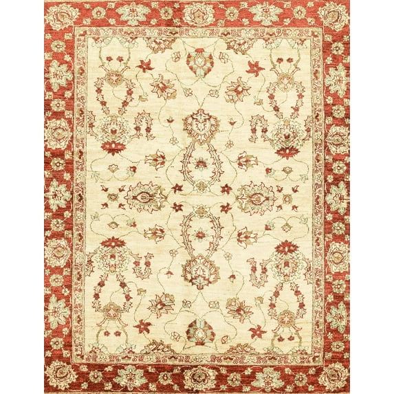 Ahgly Company Indoor Rectangle Abstract Orange Oriental Area Rugs, 6' x 9'