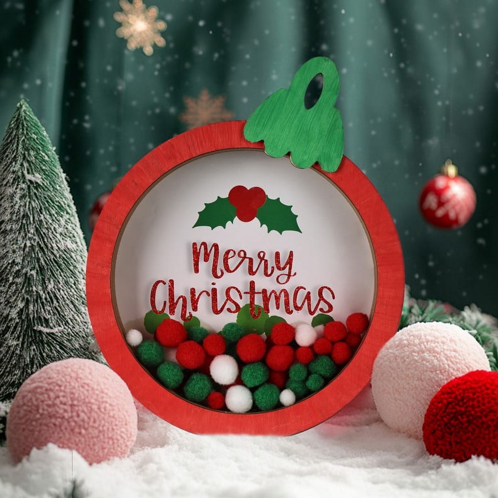 Holiday Time Fillable Ornament and Paint Kit, 9.87 x 9.76 x 1.26 Inch, Wooden Decoration, Unisex, Christmas