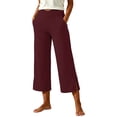 thumbnail image 2 of SwiftWear Women's Wide Leg Capri Pants with Pockets Cross Waistband Side Slit Casual Work Yoga Cropped Trousers, 2 of 8