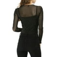 thumbnail image 6 of INSPIRE CHIC Women's Glitter Mesh See Through Blouse with Spaghetti Strap Camisole XS Black, 6 of 8