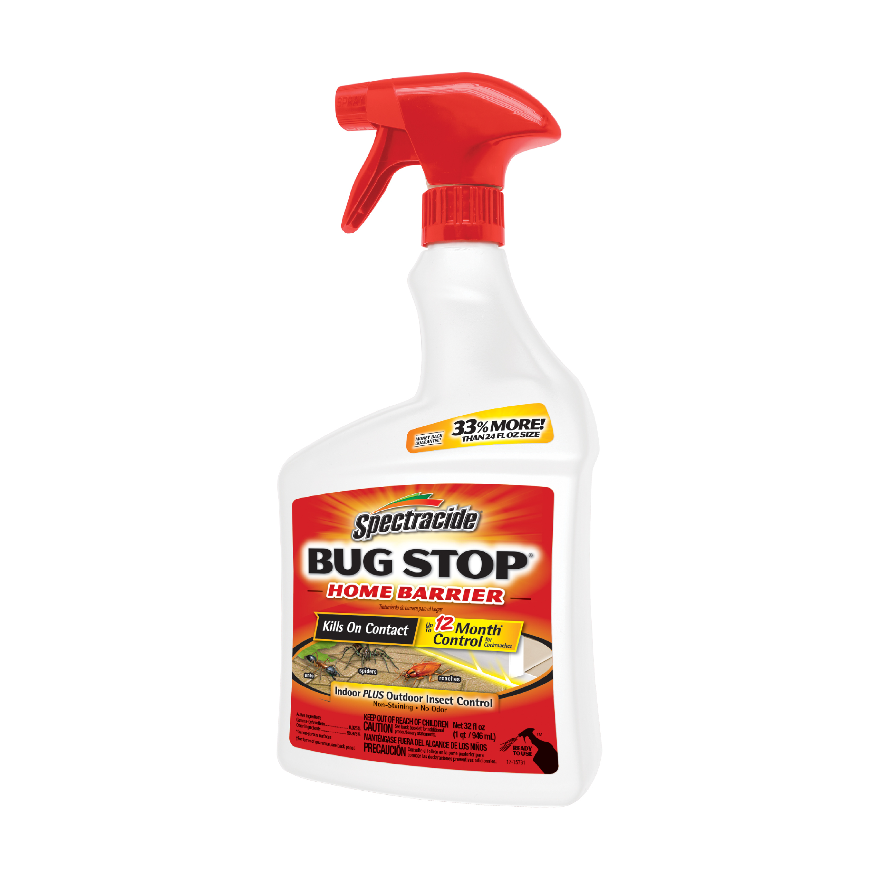 Spectracide Bug Stop Home Barrier, Kills Ants, Roaches, Spiders, Insect Control, 32 fl oz, Spray - image 4 of 11