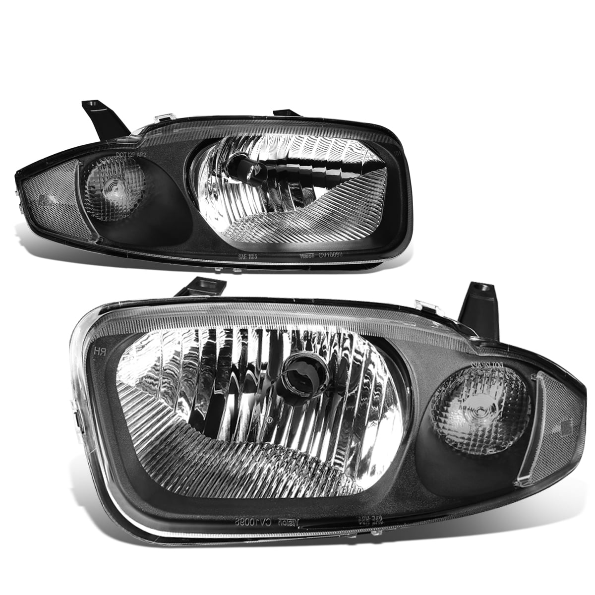 For 2003 to 2005 Chevy Cavalier Headlight Black Housing Clear Corner