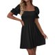 thumbnail image 3 of Txlixc Vestido de manga corta de mujer, cuello cuadrado, pliegue de pliegue Txlixc moda, 3 of 6
