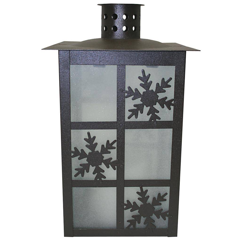 Gerson 44138 - 9.5 inch Metal and Glass Battery Operated Cool White LED Hurricane Lantern, Black