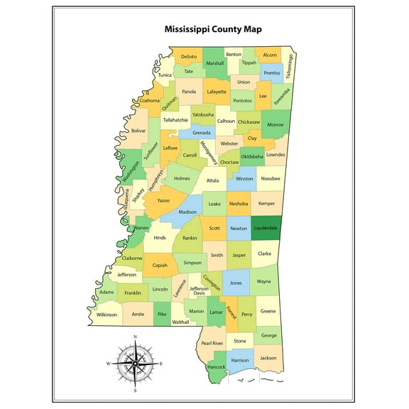 Wall Art Impressions 24x31in Poster MississippiCounty Map