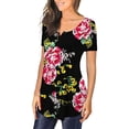 thumbnail image 3 of Enwejyy Women Plus Size Short Sleeve Floral Print Relaxed Fit Basic T-Shirt Blouse Tunic Tops, 3 of 4