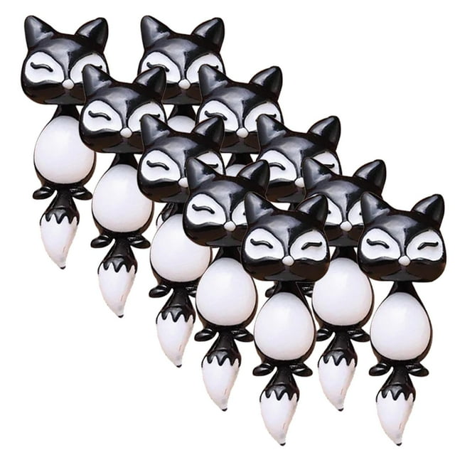 Aretes de mordida de animal VentDepot EarringFox01 5Pzas Zorro Tuerca Negro Metal