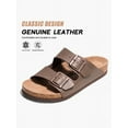 thumbnail image 4 of FITORY Mens Leather Sandals with Arch Support, Open Toe Slides Adjustable Buckles for Summer Size 7-13, 4 of 5