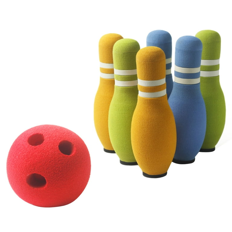 Hemoton 7 Pcs Bowling Play Sets Funny Indoor Sports Bowling Games Educational Toy for Home Kindergarten 6 Pcs Target Bottle and 1 Pc Mini Bowling