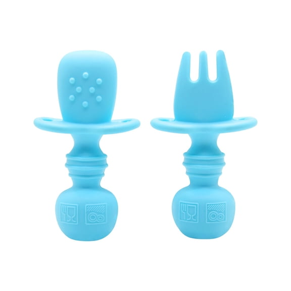 Children's baby tableware set silicone short-handled soft spoon food fork and spoon food grade safety material