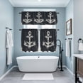 thumbnail image 4 of Summer Nautical Kitchen Curtains Valances and Tiers Set of 3 Watercolor Ocean Anchor Pattern Retro Black Tier Curtains and Valance with Rod Pocket for Small Windows, 27.5"x24", 4 of 9