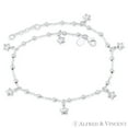thumbnail image 1 of 6x6mm Smiley-Face Star, 3mm Bead, & 1.3mm Twist Cable Chain Italian Charm Anklet in .925 Sterling Silver, 1 of 1