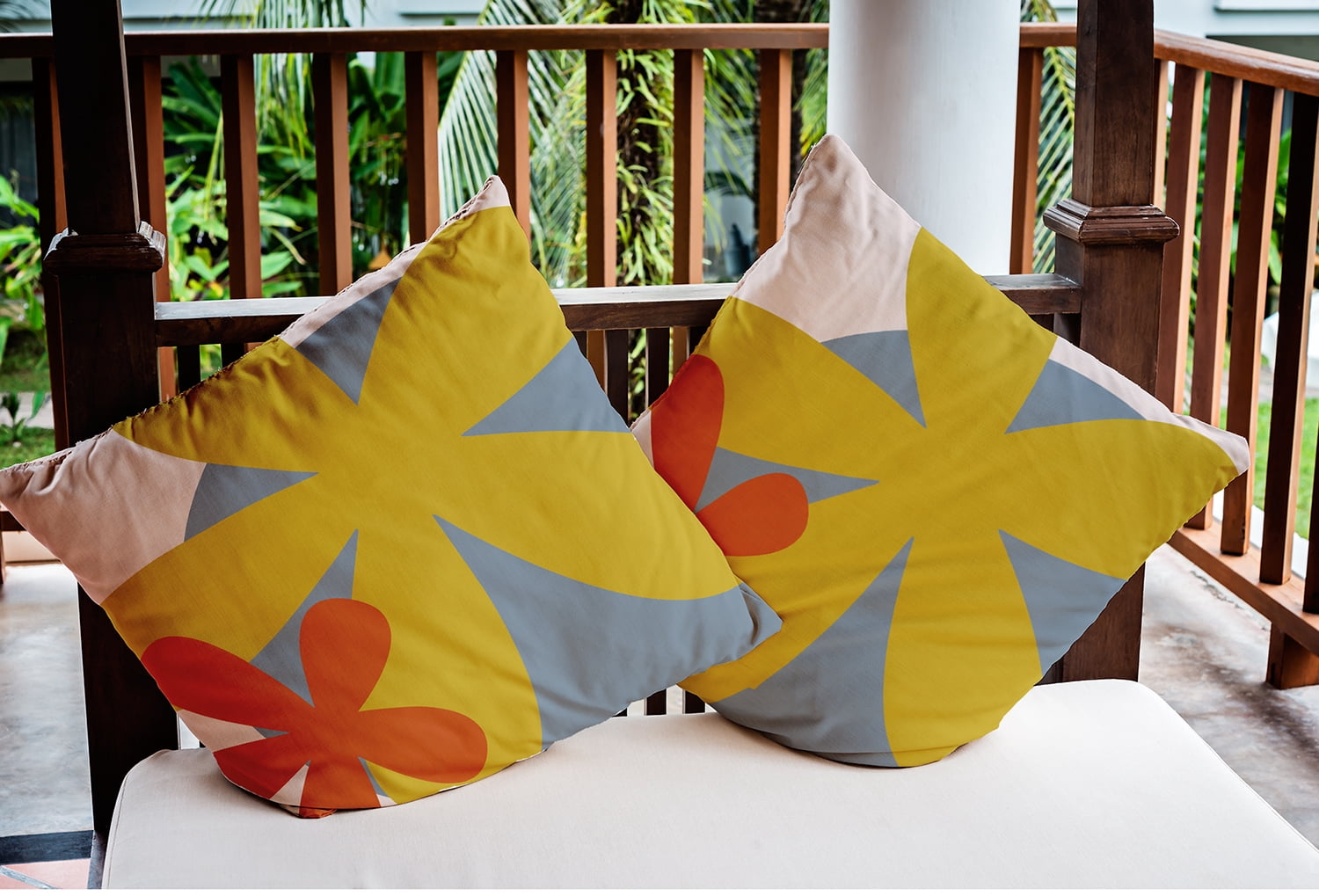 20" x 20" Simply Daisy Bold Flowers Indoor/Outdoor Pillow, Mustard Yellow Qty 1