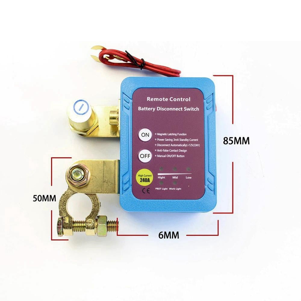 12V 240A Remote Battery Disconnect Switch, Automatic Power Shut Off Kill Switch for Car, Truck, Marine - Anti-Theft, Energy Saving