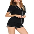 thumbnail image 4 of CHOK Ensemble de Pyjama pour Femmes en Coton, Chemise à Manches Courtes et Shorts avec Poches, 4 of 7
