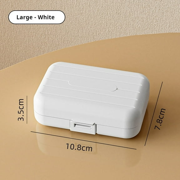 7 Grids Portable Mini Pill Box Double Sealed Medicine Storage Case Week Long Day Divided Lockable Drug Organizer Weekly Pill Box（L-White）