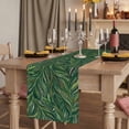thumbnail image 6 of Green Leaves Cotton Linen Table Runner for Dining Kitchen, Spring Watercolor Ethnic Botanical Geometric Wedding Outdoor Party Tablerunners, Dresser Scarf Coffee Tablecloth Runners 13x90 Inches, 6 of 8