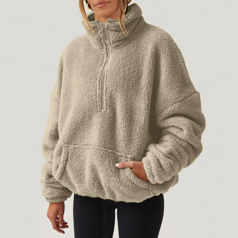 Fashion High Neck Zipper Long Sleeve Plush Sweatshirt Fashion High Neck Zipper Long Sleeve Plush Sweatshirt