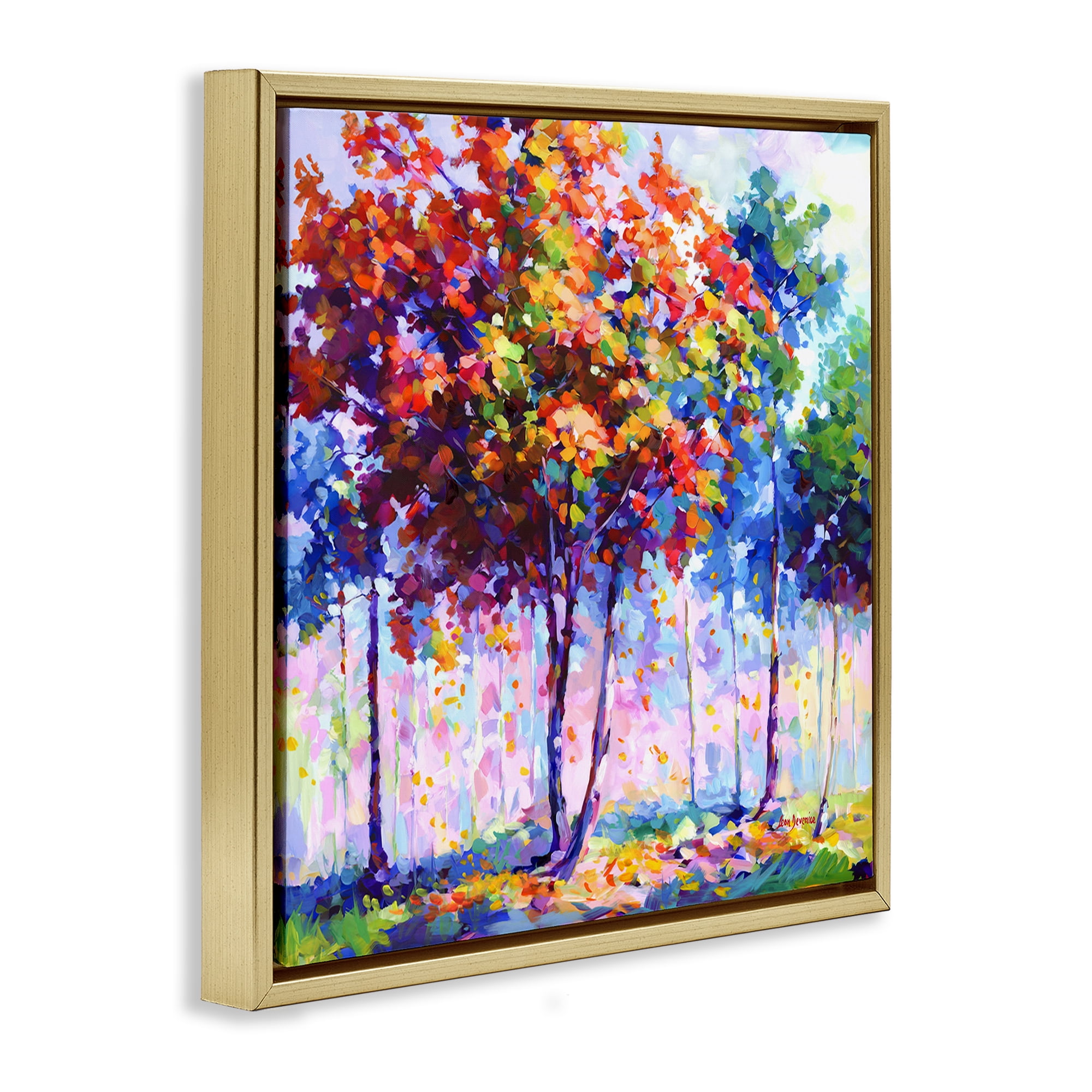 Stupell Industries Shades Of Solitude Landscape & Nature Painting Gold Floater Framed Canvas Art Print Wall Art, 18 x 18