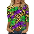 thumbnail image 2 of Mardi Gras Shirt Women Casual Funny Graphic 3/4 Sleeve Party Tee Shirts Round Neck Loose Fitted Festival Tops Trendy Mardi Gras Outfits 2026, 2 of 6