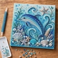 thumbnail image 3 of Ocean Theme DIY Pearl Art Kit Blue Dolphin Wave 3D Sparkling Coastal Mosaic Diamond Painting with Pearls Rhinestones Coastal Home Wall Decor Handmade Gift for Adults Teens Beach Lovers, 3 of 7