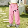 thumbnail image 3 of Cute Clothes For Girls 10-12 Pants For Kids Cute Girls Bowknot Joggers, Lightweight Loose Fit Sweatpants with Side Pockets & Drawstring Waist, 3 of 5