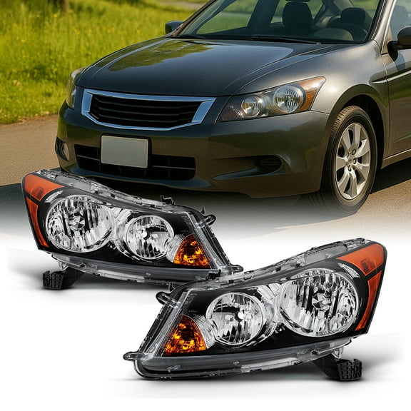 AKKON - For 2008 2009 2010 2011 2012 4-Door Sedan Honda Accord Driver & Passenger Side Headlights Headlamps
