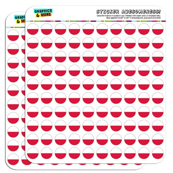 Poland National Country Flag 1/2" (0.5") Scrapbooking Crafting Stickers