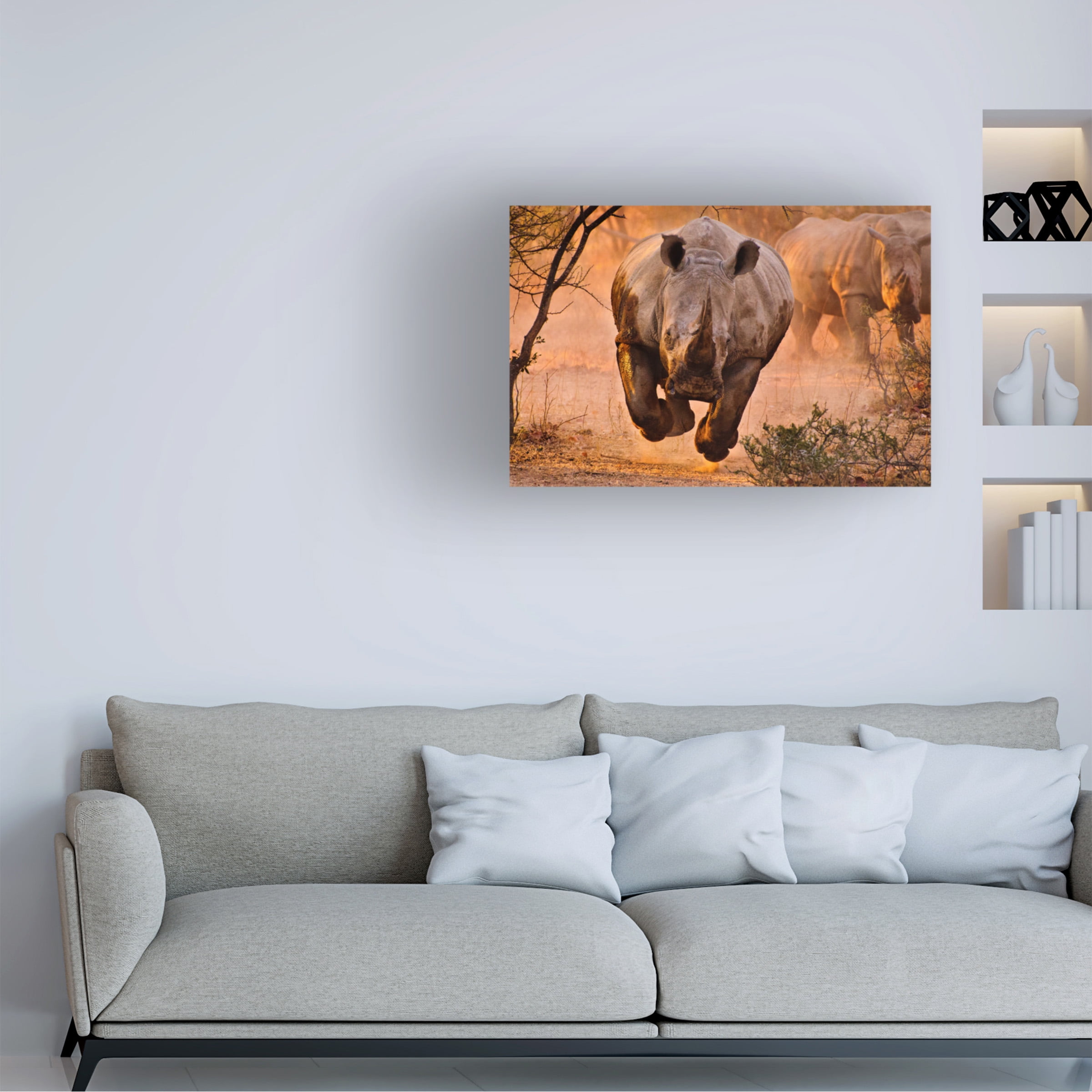 Trademark Fine Art Justus Vermaak Rhino Learning To Fly Canvas Wall Art - 30x47