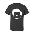 thumbnail image 2 of Wild Bobby, White Parks and Rec Fans Ron Swanson Mustache Face Silhouette, Pop Culture, Men Graphic Tee, Charcoal, 5X-Large, 2 of 4