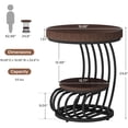 thumbnail image 5 of 19.69'' X 24.8'' Round End Table 2-Tier Storage Shelf Faux Marble Top Arc-Shaped Frame Accent Table Nightstand Rustic Brown And Black 2-Piece Set For Living Room Bedroom, 5 of 10
