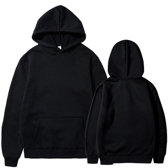 Women's Hoodie Oversize Custom DIY Solid Hooded Couple Long Sleeve With Pocket Pullover Sweaters Black