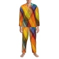 thumbnail image 3 of Hirioo Abstract Watercolors Tartan for Men's Pajama Sets 2 Piece Pjs Men's Long-Sleeved Pajama Set Button Down Sleepwear,S-XXL-Large, 3 of 7