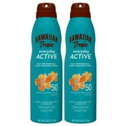 Hawaiian Tropic Everyday Active Spray Sunscreen SPF 50, Hawaiian Tropic Sunscreen SPF 50, Sunblock, Oxybenzone No Sunscreen, Spray On Sunscreen, Body Sunscreen Spray SPF 50, 6oz each Twin Pack C35